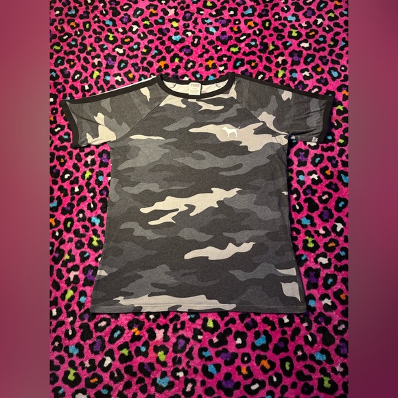 Victoria's Secret Tops - Medium Victoria’s Secret Grey and Black Camo T-Shirt